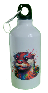 Exclusive IOSF 'Splash' otter design - white aluminium water bottle
