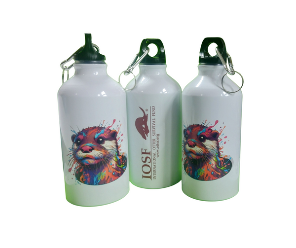 Exclusive IOSF 'Splash' otter design - white aluminium water bottle