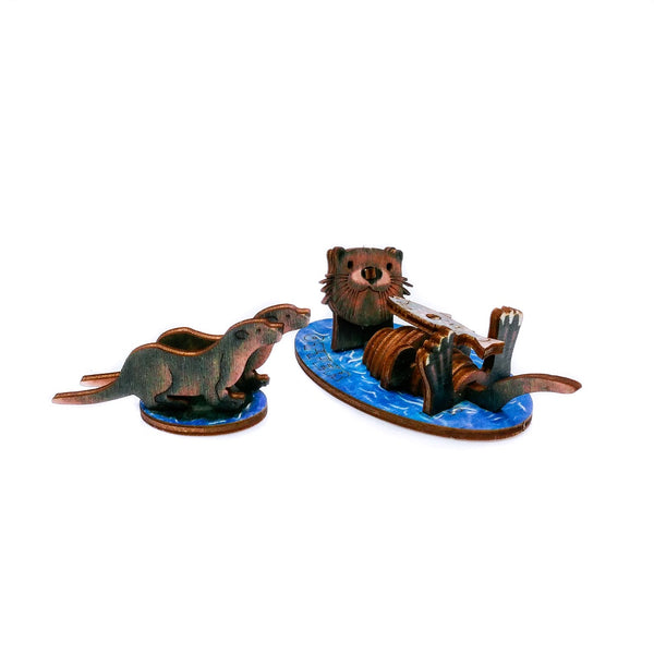 Wooden Pop-Up Otter & Pups Card