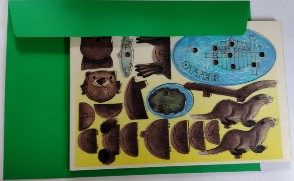 Wooden Pop-Up Otter & Pups Card