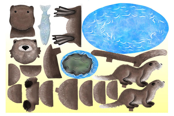 Wooden Pop-Up Otter & Pups Card